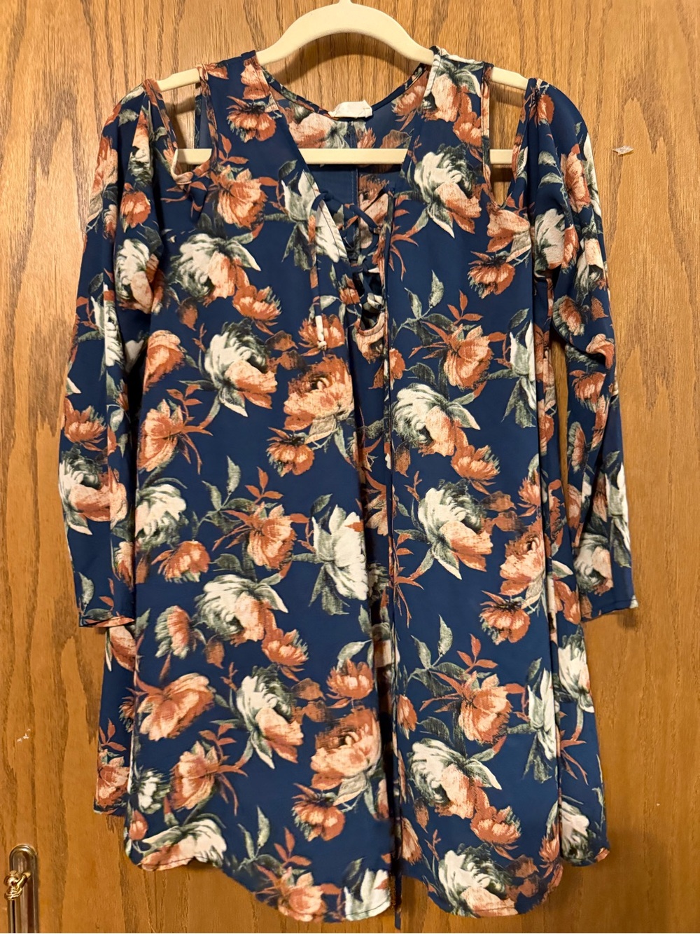 1.4.3. Story by Line Up Navy Floral Tunic with Rust and Cream Accents